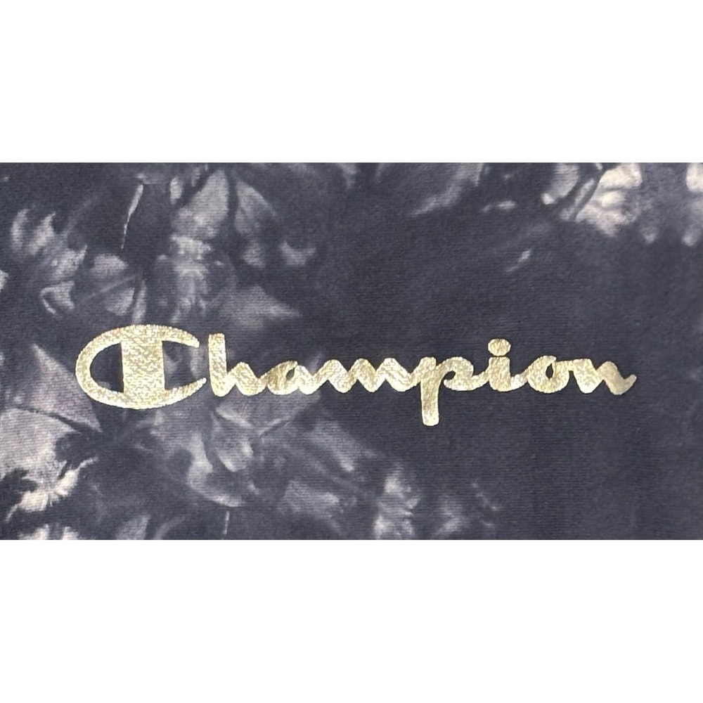 Champion Reverse Weave Tie Dye Sweatshirt Navy White Silver Script Logo Womens M - Picture 2 of 7